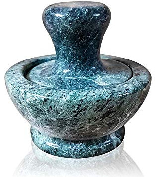 Mortero clásico de cocina mármol verde con mortero Green Marble Mortar 10 cm