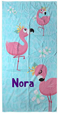 LolaPix Serviette de Plage Flamant Rose. Serviette personnalisée. Serviette de Plage. Cadeau personnalisé avec prenom. Divers Designs et Tailles. Flamant