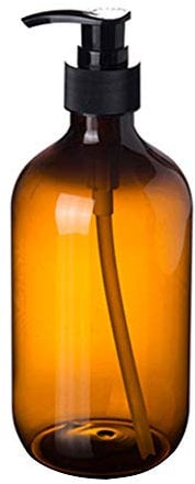 Gemini Mall 300/500ml Pump Bottle, Lotion Shampoo Dispenser, Empty Plastic Bottle, Brown 300ml
