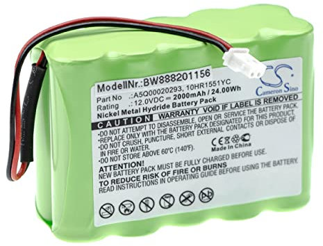 vhbw 1x batteria sostituisce Siemens A5Q00020293, IAB1201-8, 10HR1551YC per sistema d'allarme (2000mAh, 12V, NiMH)