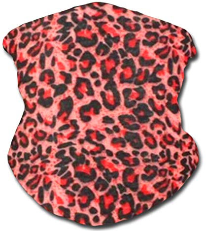 Lizzy Multi functional Head wear Bandana Face Cover | Unisex | One Size Fits Most | Face Cover Neck Tube Snood Scarf Reusable UK (Red Leopard Print)