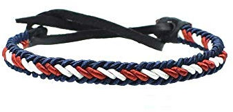 BDM Fil tressé Bracelet Drapeau de la France dans Les Couleurs du Pays entremêlés de Fermeture Ajustable en Cuir Unisexe pour Les Hommes ou Les Femmes Cadeau Original
