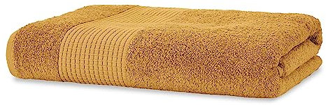 Merana Rome Saunatuch für Damen und Herren 590 GSM | saugstark, weich und fusselfrei | Großes Frottier Sauna-Handtuch in Luxus Qualität aus Schwerer Baumwolle (Mango Gold, Saunatuch (80x200cm))