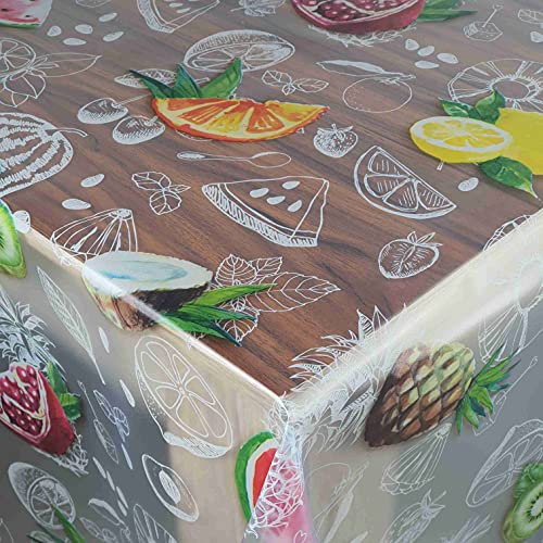 d-c-fix Transparente Folie Tischdecke Schutzfolie 0,2mm Größe wählbar Tropicas Obst Melone Eckig 140 x 200 cm abwaschbar