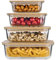 HOCHSTE Meal Prep Glass Food Storage Containers (Set of 4), Eco-friendly Glass Containers with Bamboo Lids, Nesting Glass Meal Prep Containers, Airtight Lunch Box Glass, Tupperware glass Containers