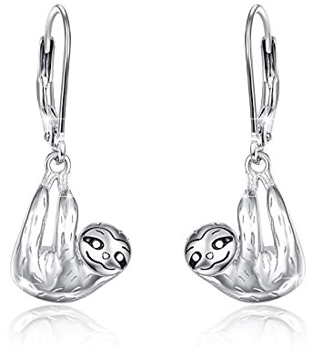 CUOKA MIRACLE 925 Sterling Silber Faultier Creolen Ohrringe für Mädchen Damen Kinder Teenager Faultier Geschenkidee für Geburtstag, Weihnachten, Valentinstag | Freundin, Tochter, Schwester, Enkelin