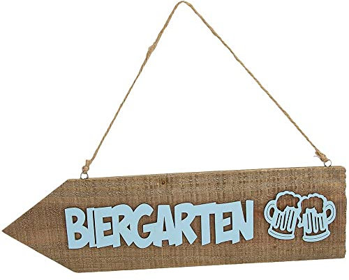 Riffelmacher & Weinberger Dekoschild Biergarten zum Hängen | Gartendeko Biergartenschild zum Aufhängen | Schild Schrift Deko