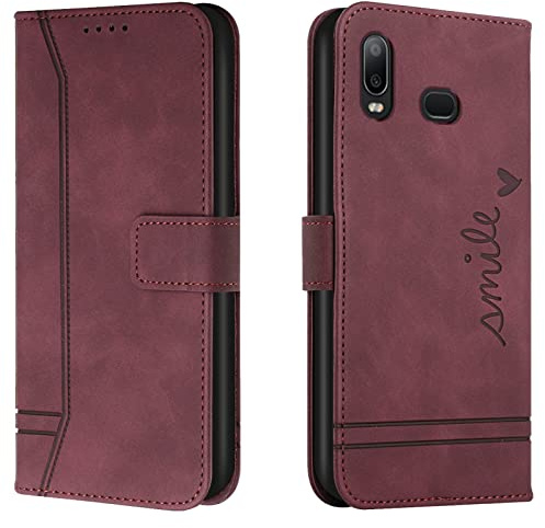Lihondar Kompatibel mit Samsung Galaxy A10S/ M01S Hülle, Handyhülle Samsung A10S, M01S Leder Klappbar Schutzhülle Wallet Brieftasche Cover Flip Case für Samsung A10S/ M01S Klapphülle (Rot)