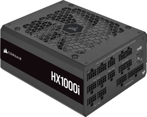 Corsair HX1000i Alimentation Numérique ATX Entièrement Modulaire Très Silencieuse (Trois Connecteurs EPS12V, Ventilateur à Roulement Hydrodynamique, Efficacité 80 Plus Platinum) Noir
