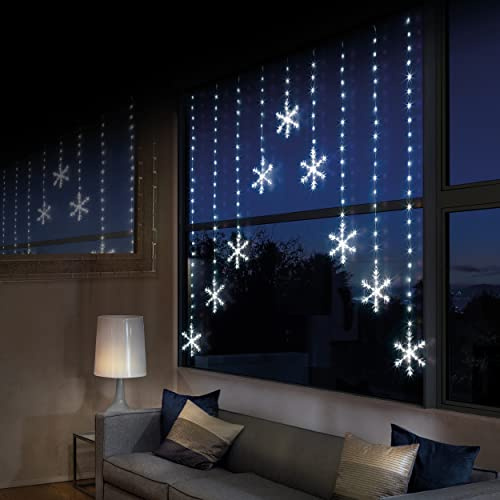 Premier Snowflake Curtain Christmas Lights V Shape 339 Ice White LED 1.2x1.2m LV201146W