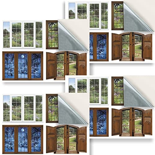 Stick & Go Repositionable Self Adhesive Dolls House Wallpaper 1:24 Scale (Set of 4 Sheets) - Window Scenes - No. 185
