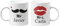 Worfull Regalos pack 2 tazas, tazas personalizadas - tazas cerámica - regalo original para novios, parejas, San Valentín, amigos de piso, familia, con diseño bigote y labios. (bigote - labio)