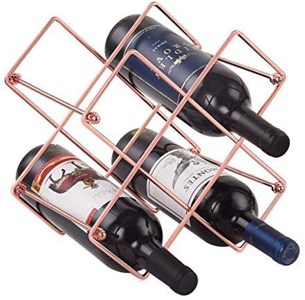 Beihaoer - Portabottiglie da appoggio, portabottiglie per 6 bottiglie di vino, autoportante, in metallo, piccolo portabottiglie da tavolo (rosa)