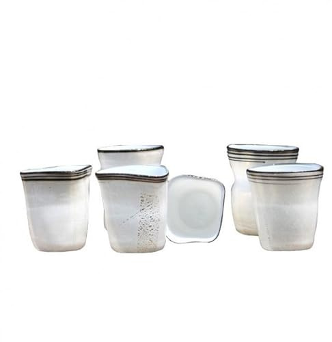 Set di sei bicchieri bianchi colorati iin vetro di Murano, bicchieri fatti a mano, Opere in vetro soffiato, Foglia d'oro su bicchieri di vetro bianco, YourMurano