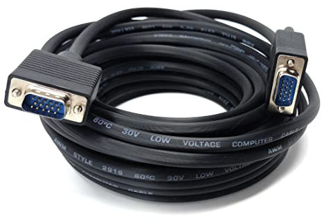 10m VGA to VGA Cable 15 pin SVGA Male to Male for Monitor Computer PC Laptops TV Projectors Extension Lead, HD15 All Data Pins Connected (33ft, Black)