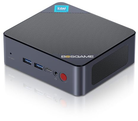 BOSGAME Mini PC Intel 12th N95(4C/4T,up to 3.40Ghz), 8GB DDR4+256GB M.2 NVMe SSD, Mini Computers, 2*HDMI+1*Full-function USB-C Ports support 4K Triple Display