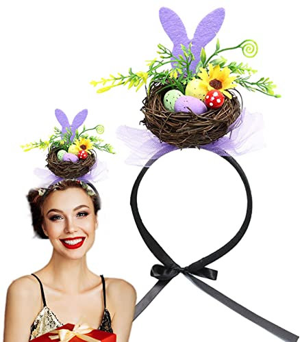 Kaxenig Osterhasen-Stirnband, Buntes Vogelnest Haarband, Ostern-Vogel-Nest-Haarbänder, niedliches modisches Mädchen-Haarband, Ostern-Kostümzubehör für Mädchen, Cosplay-Verkleidung