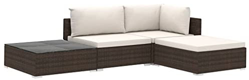 Homgoday Gartenmöbel-Set Gartensofa 4-TLG. Garten-Lounge-Set mit Auflagen Sitzgruppe Gartenlounge Terrassenmöbel Loungemöbel für Garten Terrasse und Balkon Poly Rattan Braun