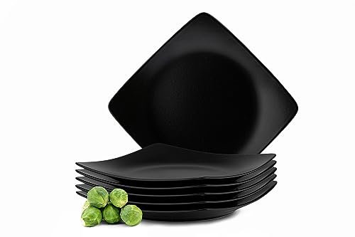 Konsimo. Speiseteller Set für 6 Personen - EPIRI Tellerset aus Keramik - Teller Set 6er - Spülmaschinen - Mikrowellengeeignet - Moderne Großer Essteller - 25x25cm - Schwarz Matt
