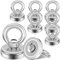 MIN CI 36mm Magnete Stark, 55KG（121lbs）Neodym Magnete Extra Stark Groß Runde Magnet mit Öse Magneten Starke Magnete Mit Haken Magnete mit Loch Ösenmagnet zum Schließfächern Kreuzfahrt 8Stück