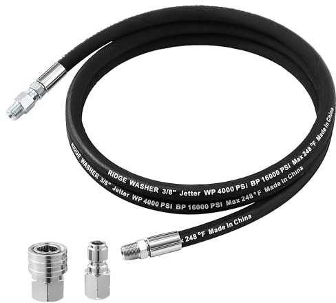 Ridge Washer Pressure Washer Whip Hose with Swivel, 3/8'' Power Washer Jumper Hoses, Hose Reel Connector Hoses for Pressure Washing with Adapter Set, 8 FT, 4000 PSI