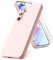 Vansdon Cover Compatibile con Samsung Galaxy A55 5G, 2 Pellicola Protettiva in Vetro Temperato, Gomma Gel di Silicone Liquida Antiurto Custodia - Rosa