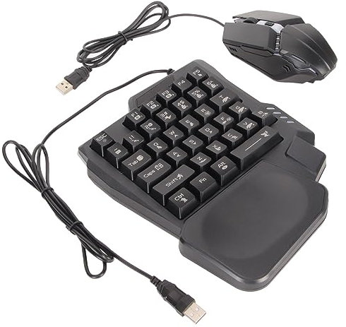 Leapiture Half Hand Gaming Keyboard Mouse Combo Wired Phone Gaming Keyboard Mouse Converter Portable for Most Systems