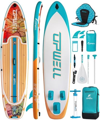 UPWELL 340x84x15cm Aufblasbares Paddle Board Sup - Stand Up Paddling Board mit Kajaksitz Surfbrett Erwachsene Paddleboard, Wing