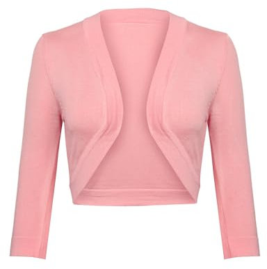 Gyabnw Veste Boléro Courte Femme Cardigan Élégant Manches 34 Haut pour Cérémonie Mariage Robe de Soirée Gilet Chic de Tenue Classique