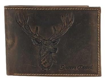 Green Deed - Geldbörse Herren - Geschenk für Naturliebhaber, Angler, Jäger - Geldbeutel Herren - Portemonnaie aus Leder, Braun - Männer Geschenke - mit Motiv Stier, Stierkopf