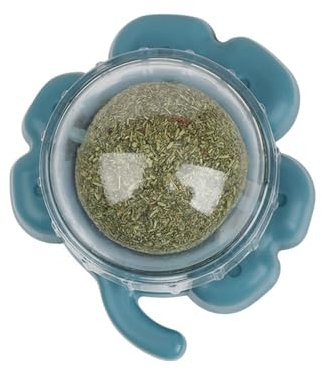 pofluany Jouets pour Chats à l'herbe Chat, élimination du tartre de la Plaque, Jouet interactif Une Nutrition Saine des Dents, Boule Murale avec Rotation 360 °, Conception adhésive, Fournitures B