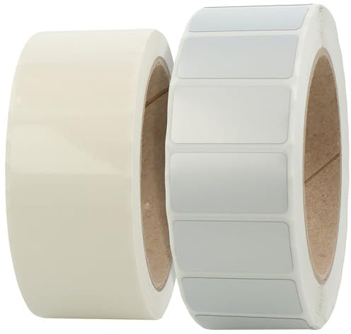 Polyesteretiketten Typenschilder inkl. Schutzlaminate - 38 x 19 mm - 1.000 Thermotransfer-Etiketten auf 1 Rolle, 76 mm Kern, silber
