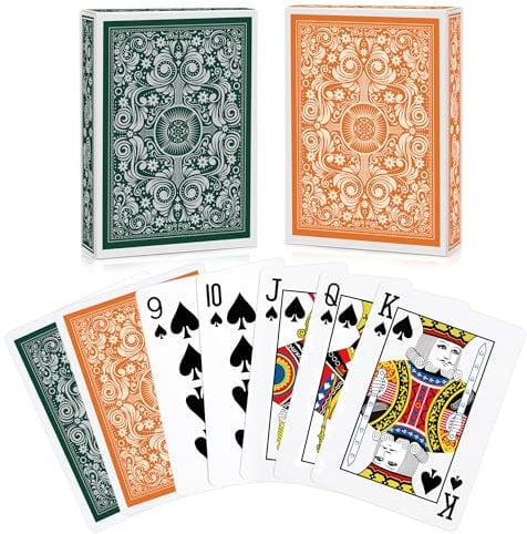 Spielkarten 2 Stück Standard Spielkarten Designer Profi Pokerkarten Kartendeck Spielkarten für Familien Kartenspiele Party Texas Holdem Poker Blackjack Euchre Canasta Pinochle-Kartenspiel Casino Grade