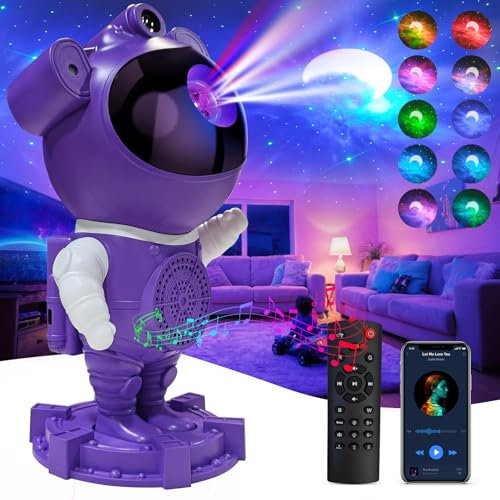 Star Projector Astronaut Galaxy Projector Bluetooth Music Projector White Noise for Sleeping Star Moon Nebula Night Light for Bedroom 360 Adjustable Galaxy with Control