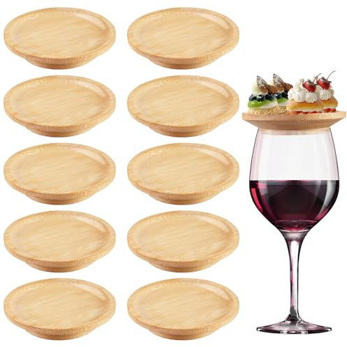Weinglas Topper Bambus, 10 Stück Weinglas Charcuterie Topper, Holz Wineglas Charcuterie Topper, Runde Charcuterie Weinglasaufsatz, Hölzerner Weinglas Aufsatz, Charcuterie Wein Aufsätze Für Desserts