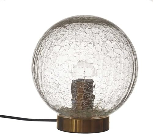 HOME DECO FACTORY - LA0009 Lampe à Poser Boule en Verre Ciselé, Design Épuré et Élégant, Éclairage Doux pour Bureau ou Salon, Port USB Inclus, 30 cm, Transparent