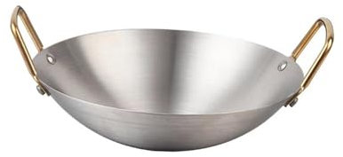 FytStycale Wok Kochpfanne Aus Edelstahl Zum Braten Und Dämpfen von Speisen, 22cm