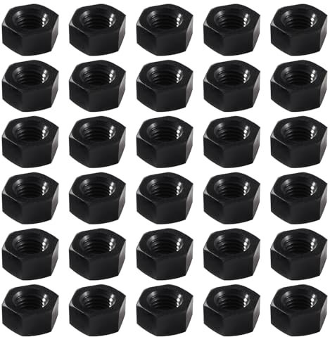 Lyeteung 30 Piezas M10 Tuercas Hexagonales Plástico, Tuerca Hexagonal de Nailon, Tuerca Hexagonal de Nailon de Rosca Gruesa Métrica, Negro
