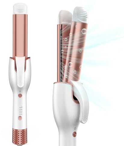 Plancha de Pelo Profesional 2 en 1,Plancha Rizadora con Tecnología de Flujo de Aire de 360°,Plancha de Pelo de Aire Frio,Rizador Inteligente,Rizadores Para Cabello Medio y Largo