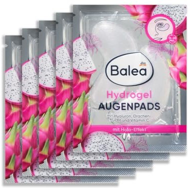 Balea Hydrogel Augenpads Holo mit Hyaluron, Drachenfrucht und Vitamin C (5 Paar, 5x2 Stück), 10 Augenmasken