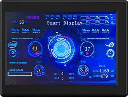 Lcd Screen Inside Pc Case 3.5 Inch IPS Smart Secondary Screen Pc Temperature Display Computer Temp Monitor Mini Computer USB Display Type C Auxiliary Screen (Black)