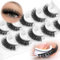 Self Adhesive Lashes No Glue Stick on Eyelashes Self Adhesive Eyelash 5 Pairs Fluffy Strip Cat Eye Lash that Look Like Extensions Wispy False Eye-lashes