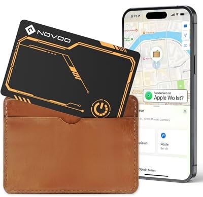 NOVOO Slim SmartCard Wallet Tracker, Air Locator Tag - 1.6mm Thin, 6-Year Battery, IP68 Waterproof, Apple Find My Compatible (iOS Only), Bluetooth GPS Item Finder