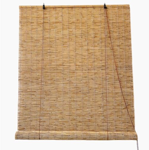 Geovne Store en Bambou Naturel,Stores Enrouleurs Filtrant la Lumière pour Intérieur/Extérieur,Rideau de Roseau Isolants Thermiques,Store Venitien Bois avec Releveur (140x220cm/55x87in)