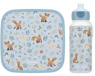 Mepal | Campus Little Dutch Set repas XL | Boîte à bento grande et gourde | Passe au lave-vaisselle | 400 & 1300 ml | Avec compartiments, fourchette et fermeture à clip | Parfait pour les collations