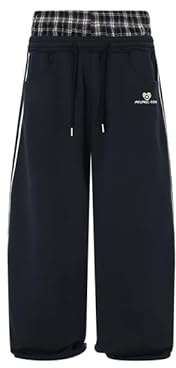 Aelfric Eden Pantaloni da jogging patchwork da uomo plaid patchwork pantaloni casual sportivi streetwear a vita alta comodi pantaloni larghi