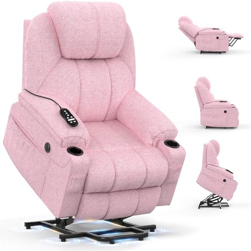 BareTay Recliner Armchair Lift Chair For the Elderly, Power Recliner Chair with Massage & Heat, Extended Footrest, Type C+USB Ports, 2 Cup Holders, Dual Side Pockets Reclining Chairs Lounge Sofa