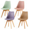 EGGREE Lot de 4 Chaise Salle à Manger Scandinaves,Chaise Rembourrée de Cuisine, Rétro Chaise de Bureau avec Pieds en Bois de Hêtre Massif, Rose Fumé+Kaki+Crème Glacée Vert+ Gris Violet