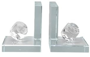 Yofab Lot de 2 serre-livres décoratifs uniques en verre pour livres lourds - Idéal pour la maison, le bureau ou le bureau