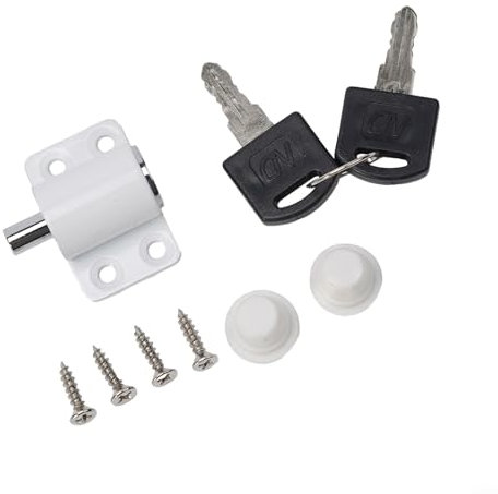 Système de verrouillage de porte coulissante conçu pour la sécurité des enfants avec deux clés et fixations de sécurité complètes (blanc)
